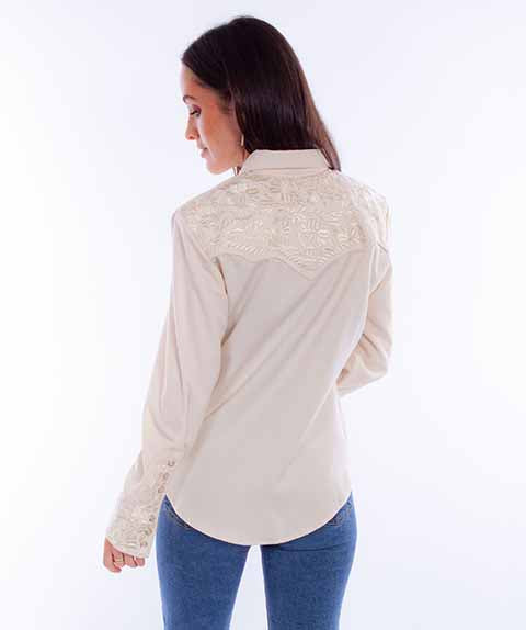 SCULLY- Women's Ivory on Ivory Scroll Button Down