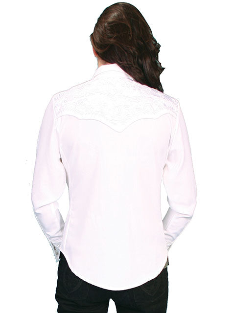 SCULLY- Women's White on White Scroll Button Down