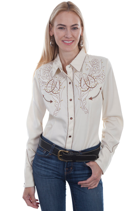 SCULLY HORSE SHOE FLOWERS & STONES BLOUSE