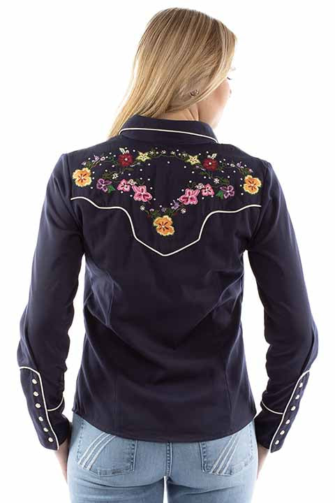 SCULLY- Women's Black Flower Garden Button Down
