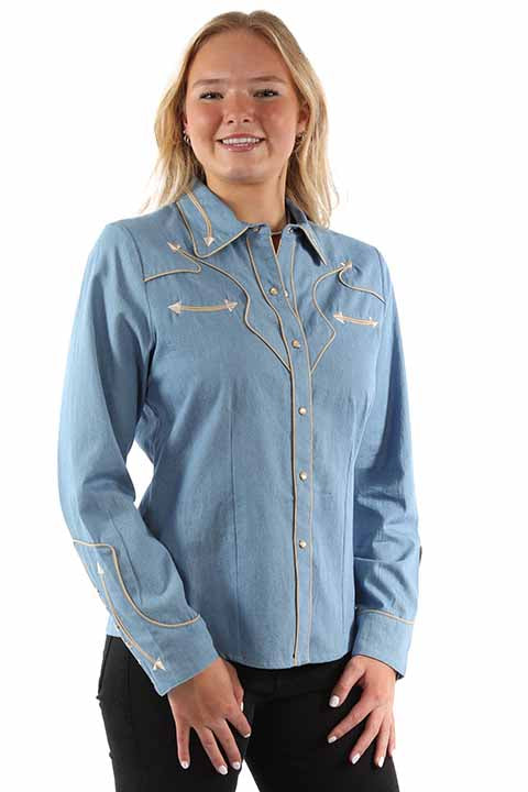 SCULLY- Women's Denim and Cream Arrows Button Down