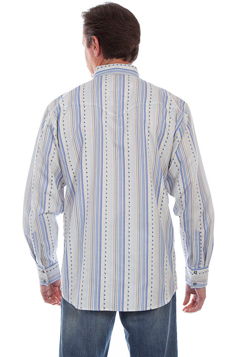 SCULLY- Men's Patriotic Striped Button Down with Star Cuffs