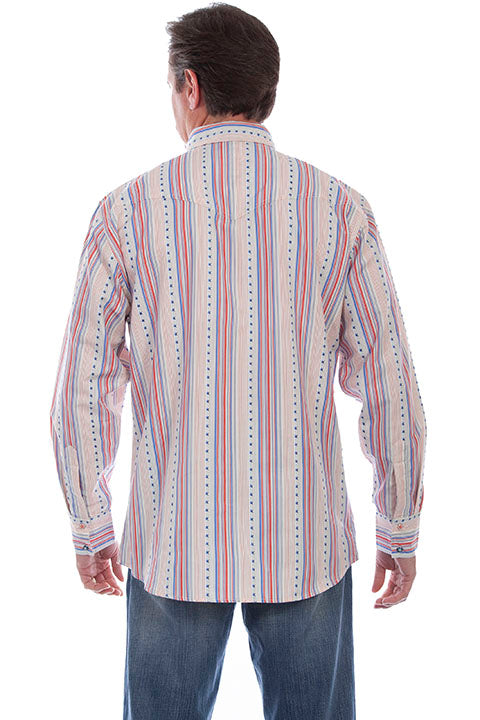 SCULLY- Men's Patriotic Striped Button Down with Star Cuffs
