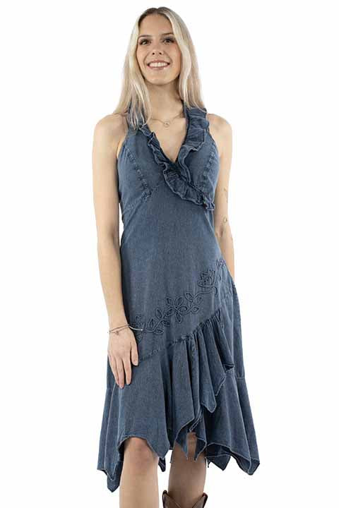 SCULLY- Women's Ruffled halter Top Dress