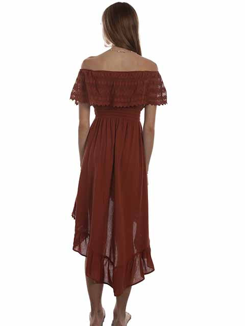 SCULLY- Women's High-Low Off-the-shoulder Date Night Dress