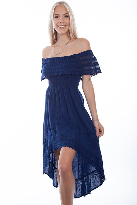 SCULLY- Women's High-Low Off-the-shoulder Date Night Dress