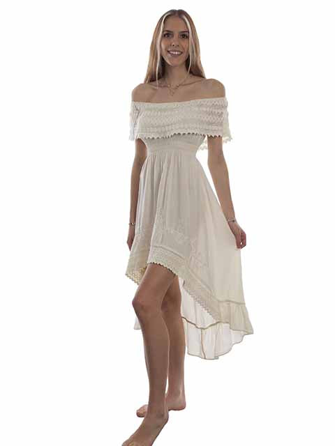 SCULLY- Women's High-Low Off-the-shoulder Date Night Dress