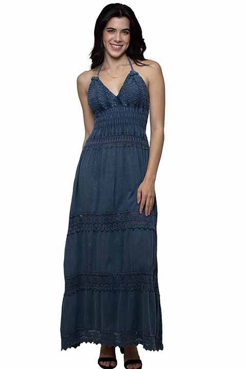 SCULLY- Women's Beach Dress with Tie Neck
