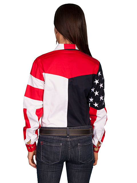 SCULLY- Women's Patriotic Long Sleeve Button Down Shirt