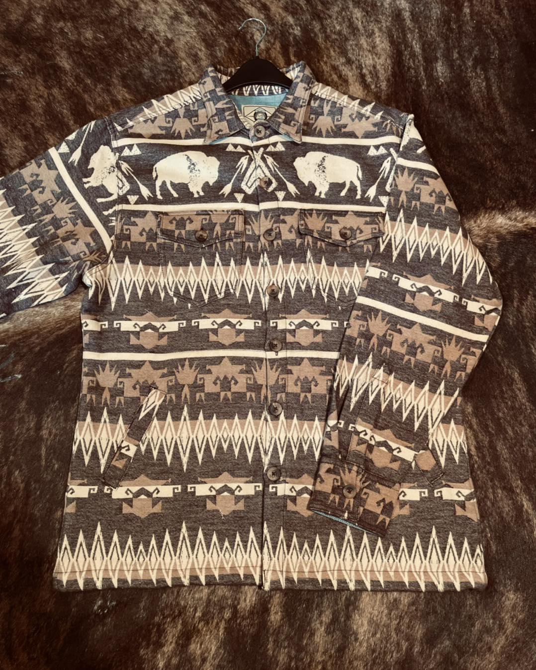 Men's Everyday Shackets:  Soft Cotton Buffalo Print