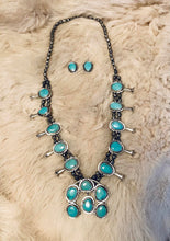 Load image into Gallery viewer, Squash Blossom and Naja Necklace with Earrings