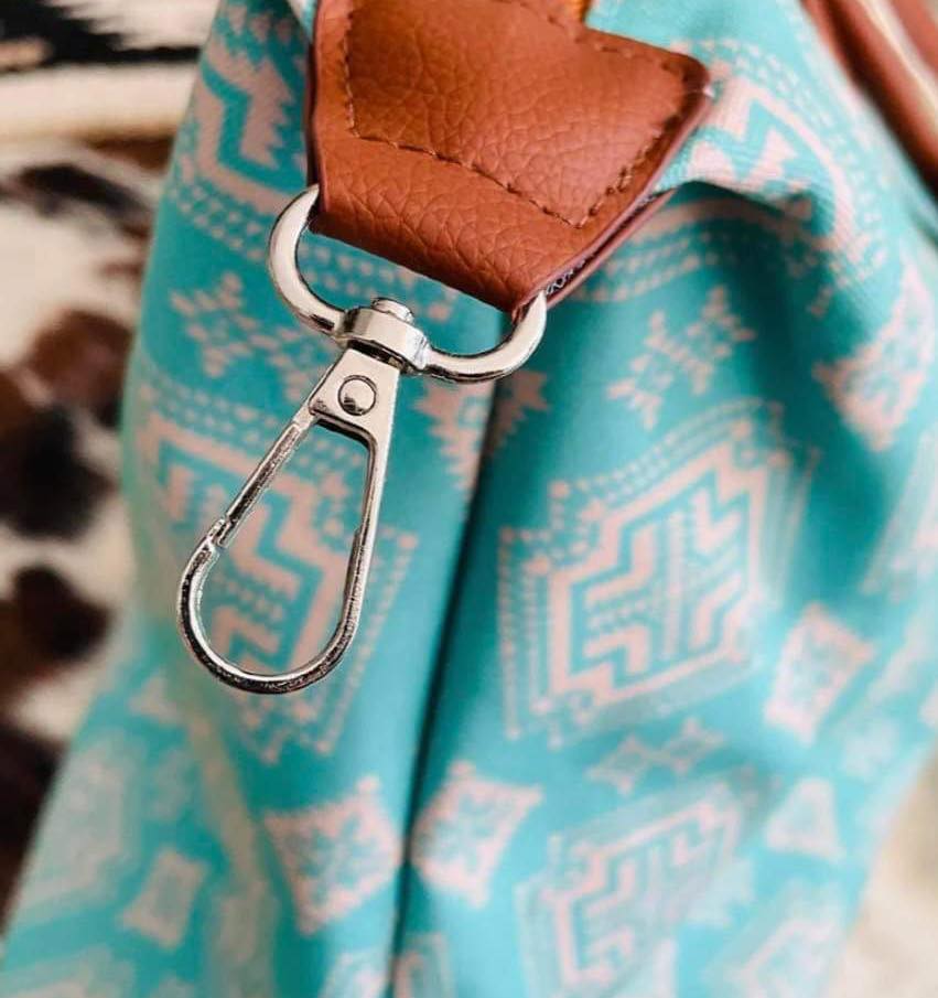 Baby Blue Aztec Weekend Tote