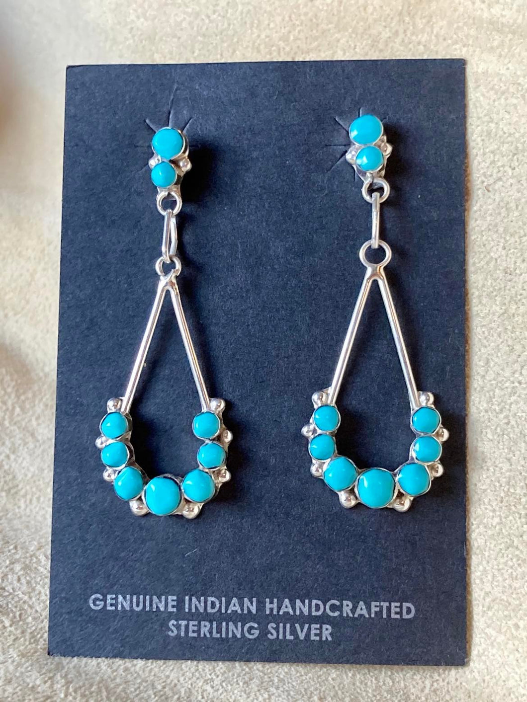 Tear-drop Turquoise and Silver Earrings