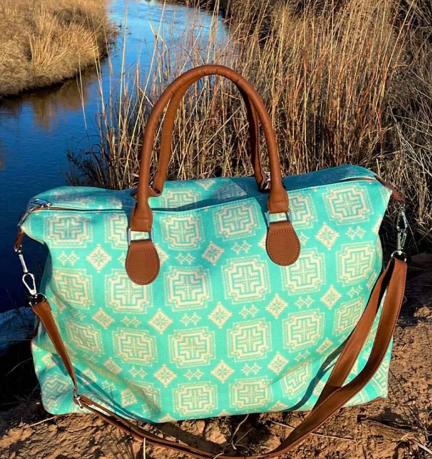 Baby Blue Aztec Weekend Tote