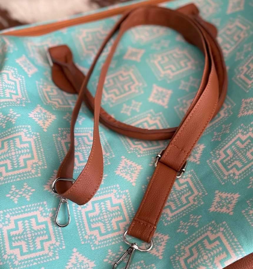 Baby Blue Aztec Weekend Tote