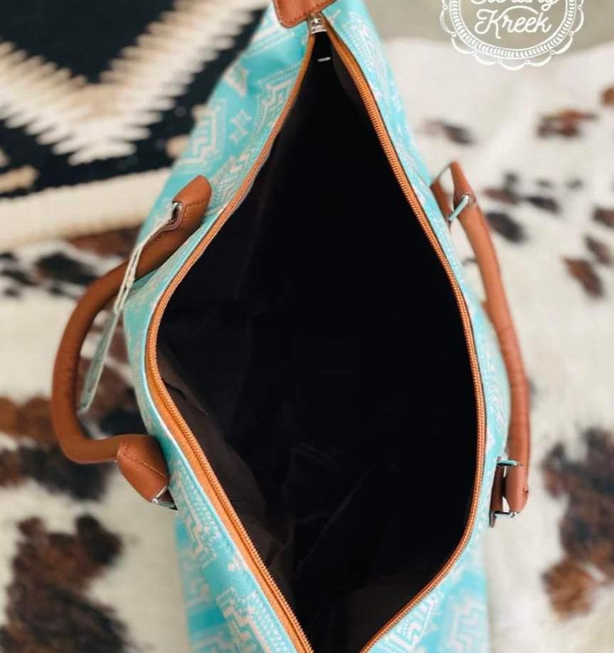 Baby Blue Aztec Weekend Tote