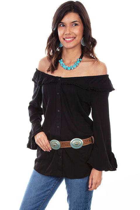 Button down off the shoulder online top