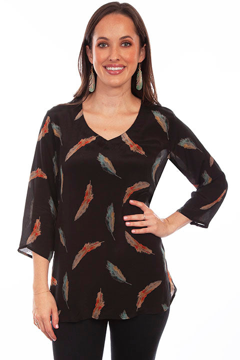 Scully: Feather Print Blouse