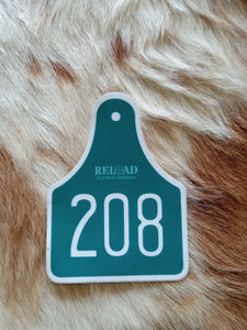 208 Green Ear Tag Decal Sticker