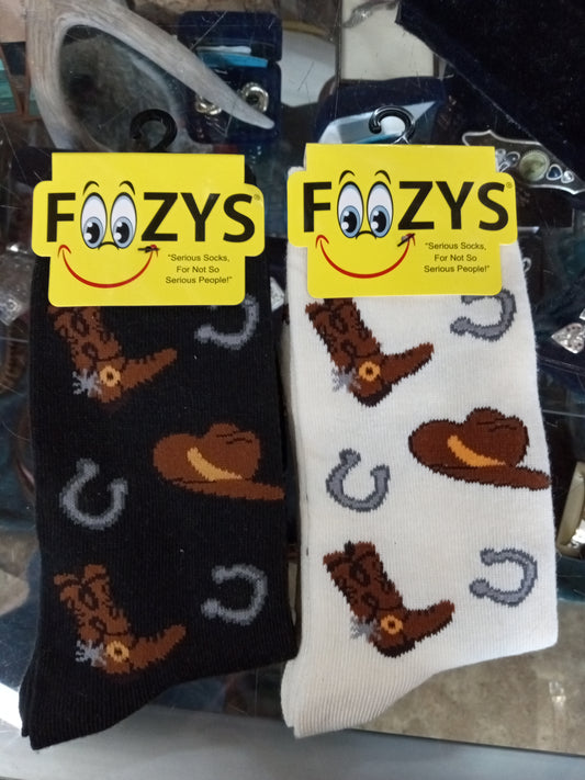 FOOZY Socks: Cowboy Boots and Horseshoes