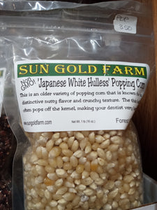 Sun Gold Farm Popcorn: Japanese White Hulless Popping Corn