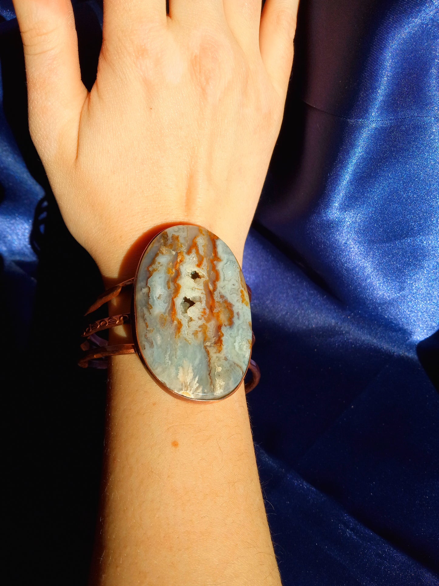 Copper and  Moss Agate Cuff