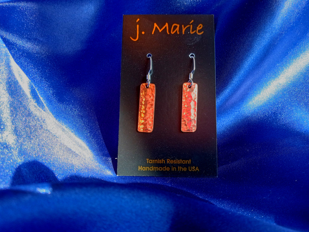 Rectangle Hammered Copper Earrings