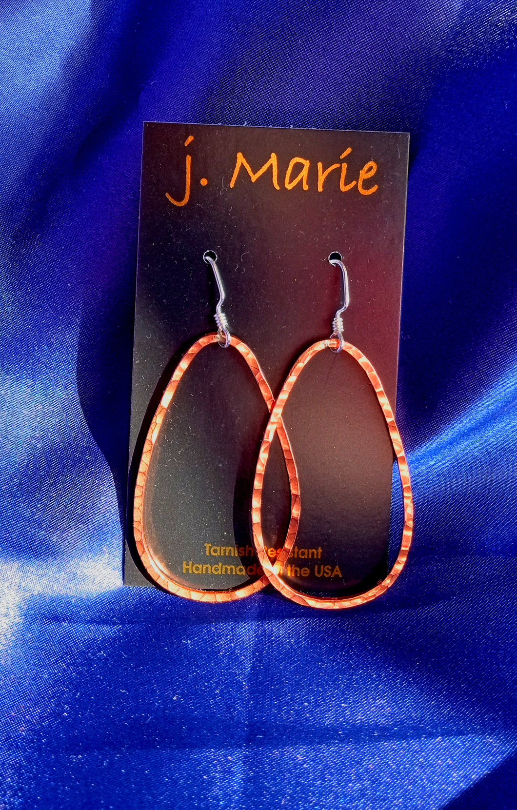Oval Hammered Copper Earrings