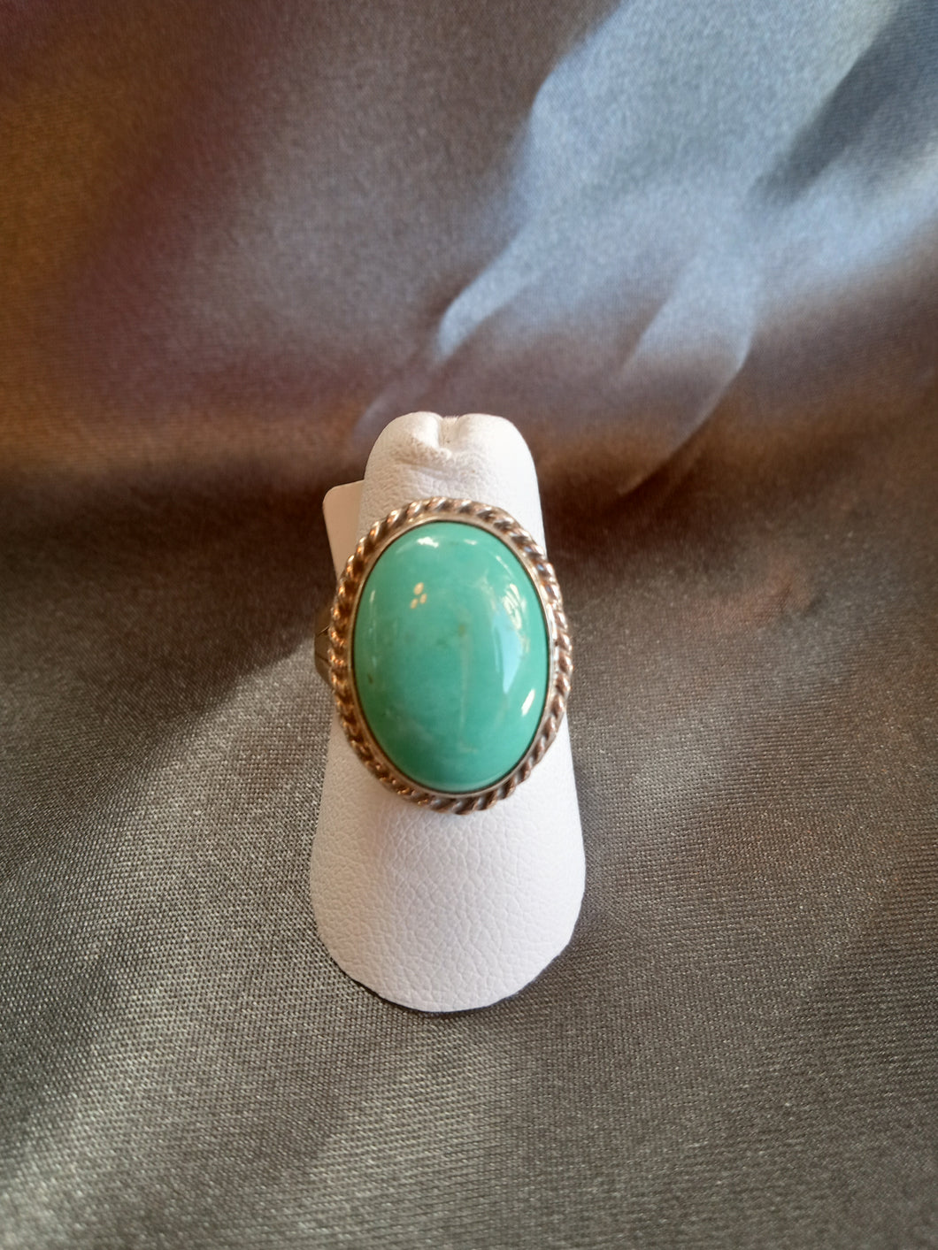 Turquoise and Sterling Silver Ring with Light Stone