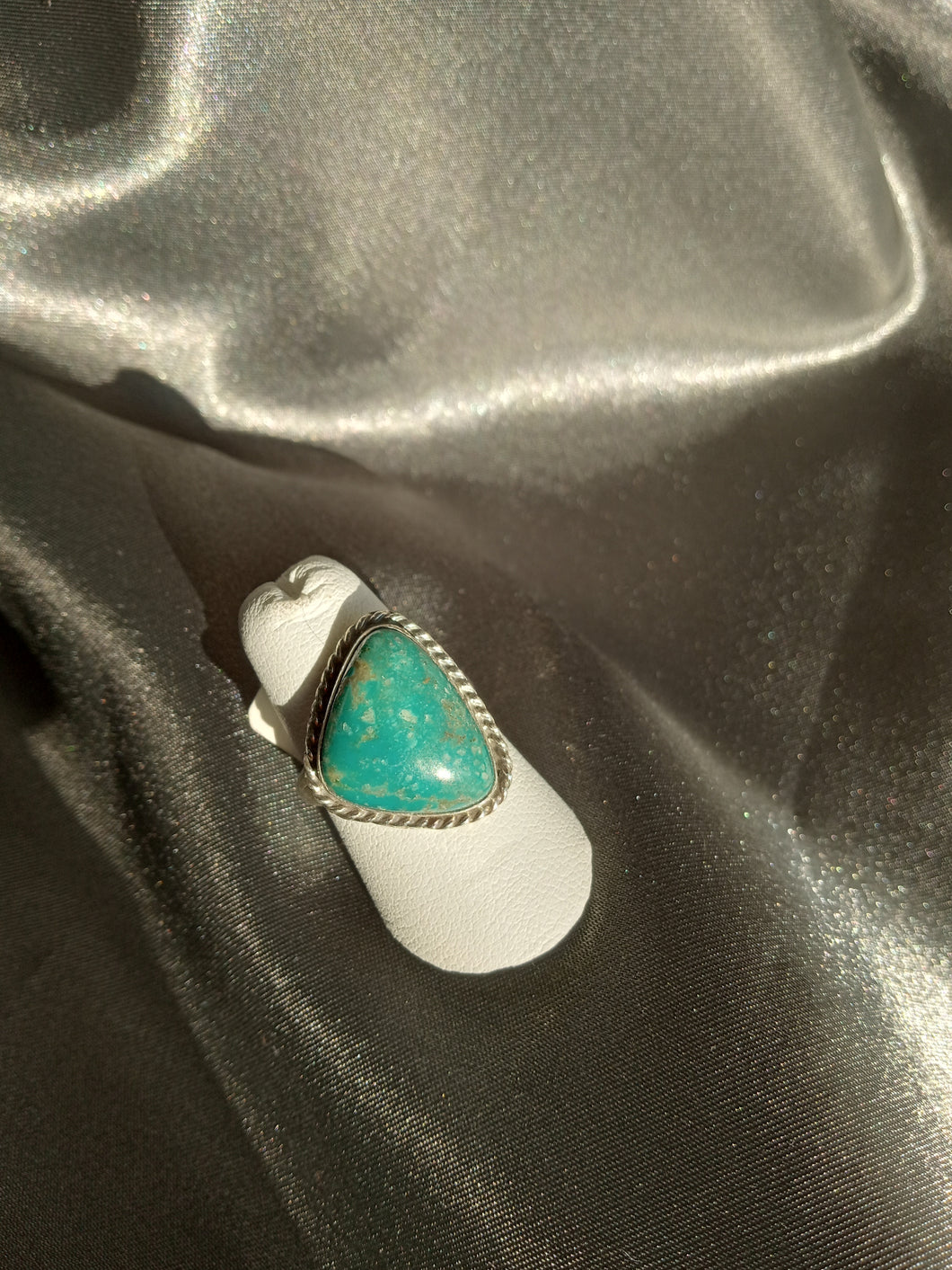 Turquoise Triangular Stone and Sterling Silver Ring