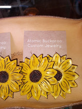 Load image into Gallery viewer, Leather Sunflower Earrings by Atomic Buckaroo
