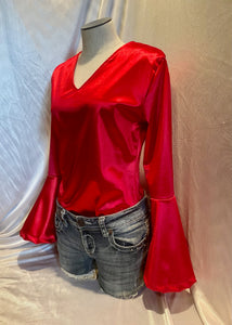 CUSTOM Royal Red Satin Belle Sleeve Shirt