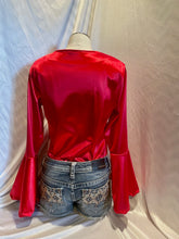 Load image into Gallery viewer, CUSTOM Royal Red Satin Belle Sleeve Shirt